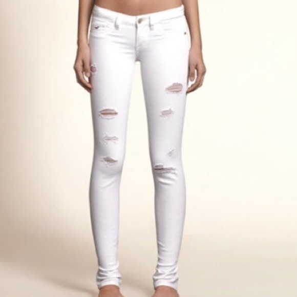 NWOT Hollister white high rise super skinny ripped jeans - size 7 / 28” - Picture 5 of 5
